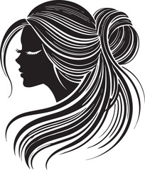 Wall Mural - Beauty woman Face and hair style logo vector, woman Face vector illustration, Beauty woman Face and hair style silhouette vector icon black and white