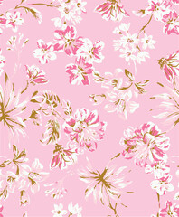  botanical floral vector seamless pattern with roses herbs and leaves big set background with flowers