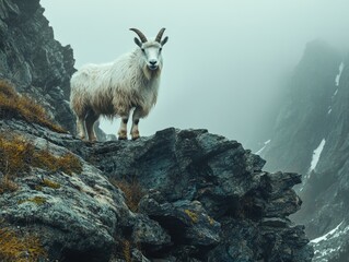 Canvas Print - Goat on Rocky Cliff