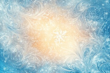 Aufkleber - Winter frost patterns spread beautifully across glass during a cold morning in a serene setting. Generative AI