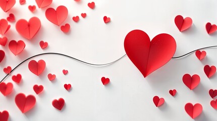 Valentine's background - a clean, minimalistic black-and-white line drawing of a heart seamlessly integrated into a continuous single-line art style