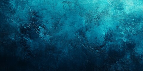 Wall Mural - A background featuring abstract textures of blue neon and turquoise grunge, highlighted by light film noise effects, was created using specialized tools.