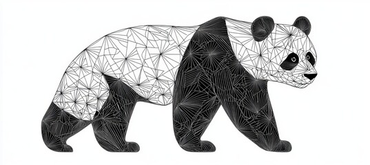Wall Mural - Geometric Panda Illustration Polygonal Design of a Panda Bear for Coloring Books or Design Elements