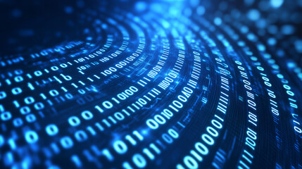 Blue binary code technology background