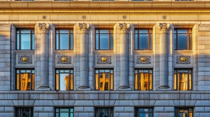 Sticker - Imposing Civic Center at Golden Hour Lighting