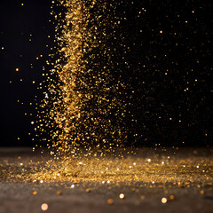 Sticker - a gold glitter that is lit up at night