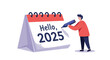 © Shahid - Happy New Year 2025 calendar vector illustration written on calendar hello 2025 on a white background.