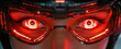 © Easy - Captivating eyes glow with a striking red hue, framed by sleek futuristic eyewear. The intense illumination creates a mesmerizing effect, highlighting advanced design features.