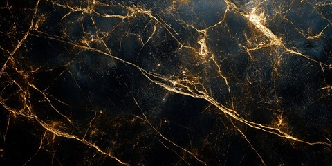 Wall Mural - Black marble texture with golden veins creating an elegant and luxurious look