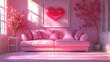 © Kashem - Heartwarming Valentine’s interior with pink sofa and delightful home decor touches