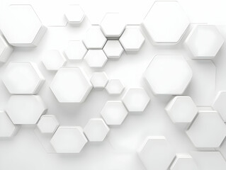 Wall Mural - White Hexagon 3D Abstract Background