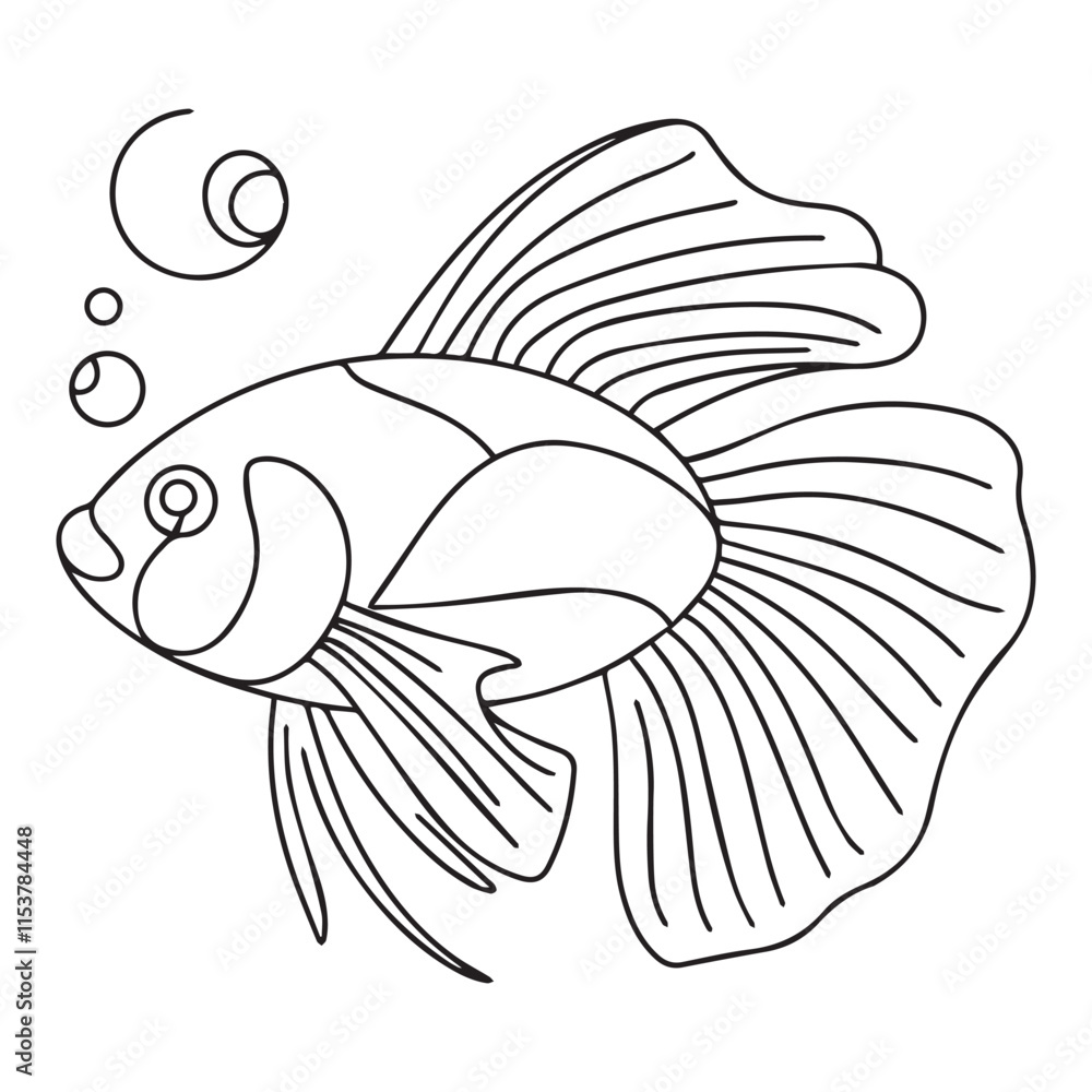 Betta fish coloring page for a children's book with colorful examples ...