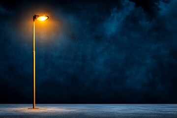 Leinwandbilder - A minimalist HDR composition of a glowing streetlight casting its golden light on empty pavement against a deep, dark background