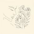 © Uzair - Hand Drawn line art woman face and flower