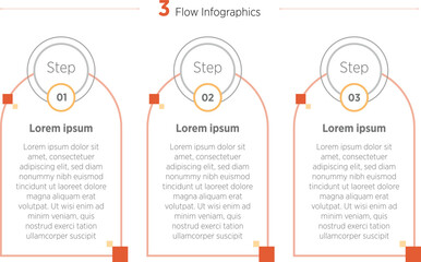 Wall Mural - three circular elements placed in horizontal row. concept of 3 steps of startup project development.