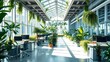 © PomPam - Eco-Friendly Modern Office Interior Design - Natural Light & Plants - AI Photo