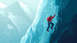 © Thiago - Climber ascends icy crevasse with rope. Crevasse. Illustration