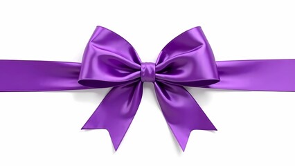 Wall Mural - A purple ribbon bow set against a white background