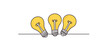 © The Pixel Store - Three Pencils with Lightbulb Ideas – Hand-Drawn Illustration on White Background, Creativity Concept