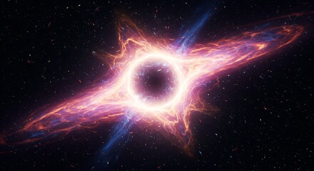 Wall Mural - a glowing wormhole opening in space, with streaks of light and energy surrounding it