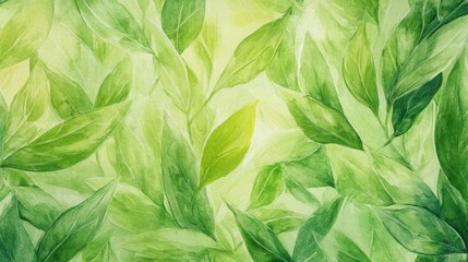 Wall Mural - Lush green leaves close-up nature scene botanical art tranquil environment aesthetic perspective serenity concept for relaxation