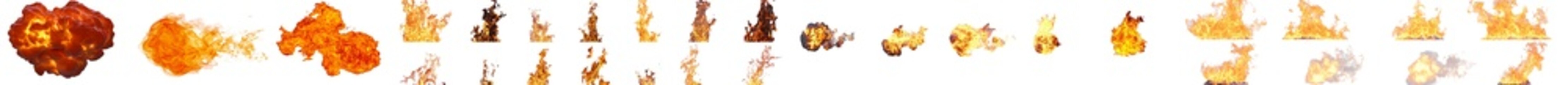 Poster - Transparent background with a set of fiery flames and sparks, perfect for light backgrounds.