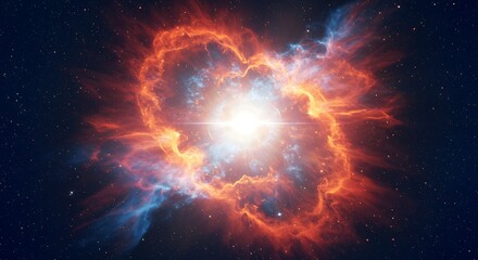 Wall Mural - a breathtaking view of a supernova explosion, radiating colors and energy.