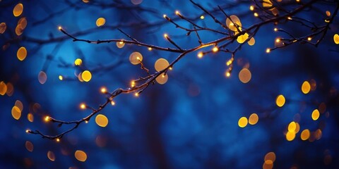 Wall Mural - Magical Winter Night Twinkling Lights on Branches