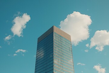 Wall Mural - A tall building with a cloudy sky in the background