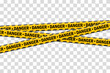 © Максим Славов - Set of danger caution seamless tapes. Police warning line. Danger or hazard stripe. Warning label, warning tape, danger signs vector. Creative vector illustration of black and yellow police stripe