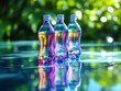 © Zilvinas - Bottles, plastic, water, blue, green, clear, outdoors, sunlight, table, eco-friendly, recycling, hydration, refreshment, beverage, transparent, nature, health, liquid, container, drink, environment, s