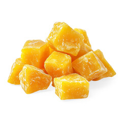 Frozen Mango Cubes on a Transparent Background