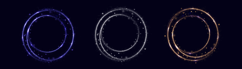 Poster - Abstract circle light with space for text or object in the center, bright ring shaped light object for illustrations or game interfaces. Vector