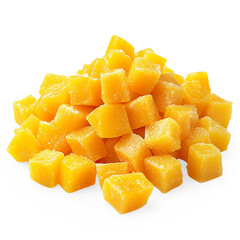 Wall Mural - Frozen Mango Cubes on a Transparent Background