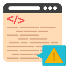 a flat design icon of web coding error