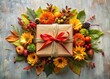 © Sandra - Fall-themed gift box, beautifully wrapped with floral accents.  Rule of thirds design.