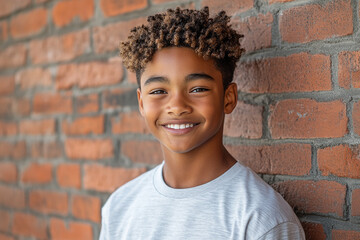 Wall Mural - Black teenager boy on a outdoors background