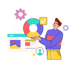 Wall Mural - data analysis and chart, man programmer developer. developer of programs and mobile applications, fl
