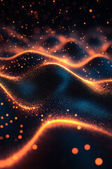 Wall Mural - An abstract image of a black background with orange and blue waves