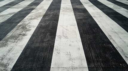 Wall Mural - striped concrete floor texture with a worn appearance in contrasting black and white colors suitable