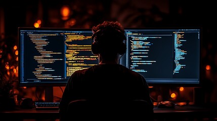 Programmer Working Late Night Coding Project