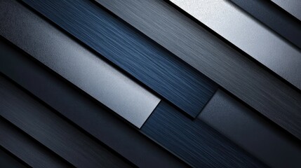 Wall Mural - abstract geometric background featuring layered dark navy blue and silver tones with a 3d gradient e