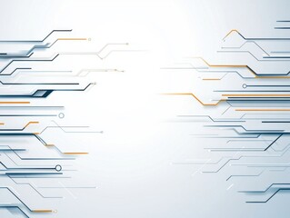 Wall Mural - abstract technology background with lines and shapes in blue and orange colors