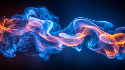 Wall Mural - Abstract blue and orange smoke wave.