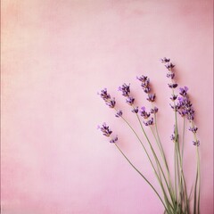 Wall Mural - Delicate Lavender Sprigs on a Soft Pink Background for Serenity