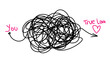 © Bobby Syahronanda - Illustration of a tangled path representing the journey from 'You' to 'True Love,' symbolized with a heart.
