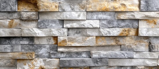 Wall Mural - Textured stone wall with grey and tan bricks ideal for creative photography and design projects showcasing urban aesthetics and rustic charm