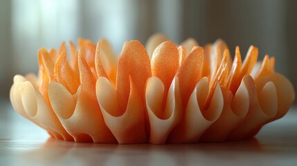 Poster - A close-up of an abstract sculpture resembling a coral reef, showcasing intricate textures and a vibrant interplay of light and shadow.