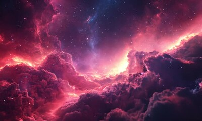 Wall Mural - Vibrant Cosmic Nebula Illuminates the Vast Universe with Stunning Celestial Colors and Mystical Beauty
