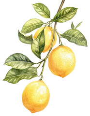 Wall Mural - png two lemons tree branch fruit illustration grapefruit.